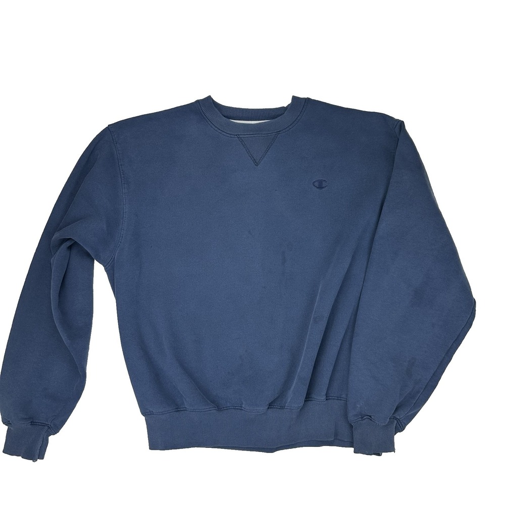 Champion‎ Men's Heavyweight V-Notch Crewneck Sweatshirt Navy Indie Grunge L